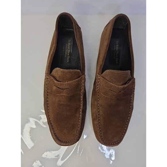 To Boot New York Mitchum Brown Suede Moc Toe Penny Loafer Driving Shoes 9.5 - Picture 3 of 10